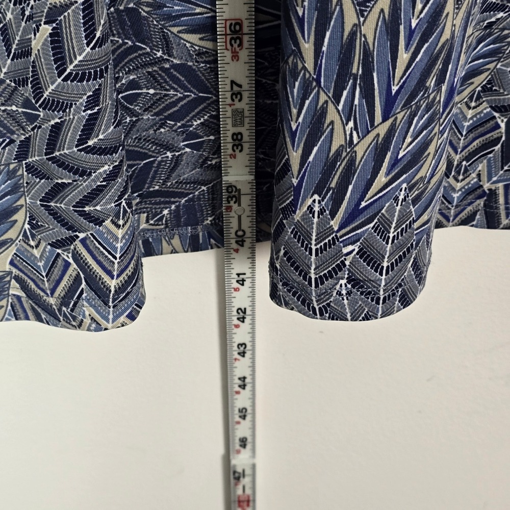 Sunny Leigh Feather Denim Print Dress Womens XL Blue A-Line Art deco - Picture 6 of 9